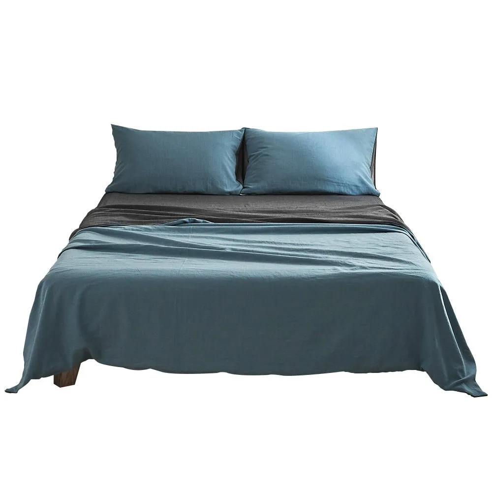 Deluxe Sheet Set Cotton Sheets Queen Blue Dark Blue