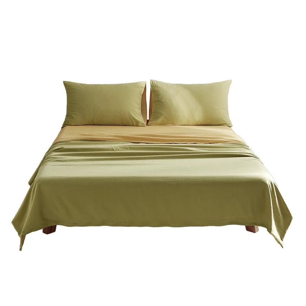 Deluxe Washed Cotton Sheet Set Yellow Lime King