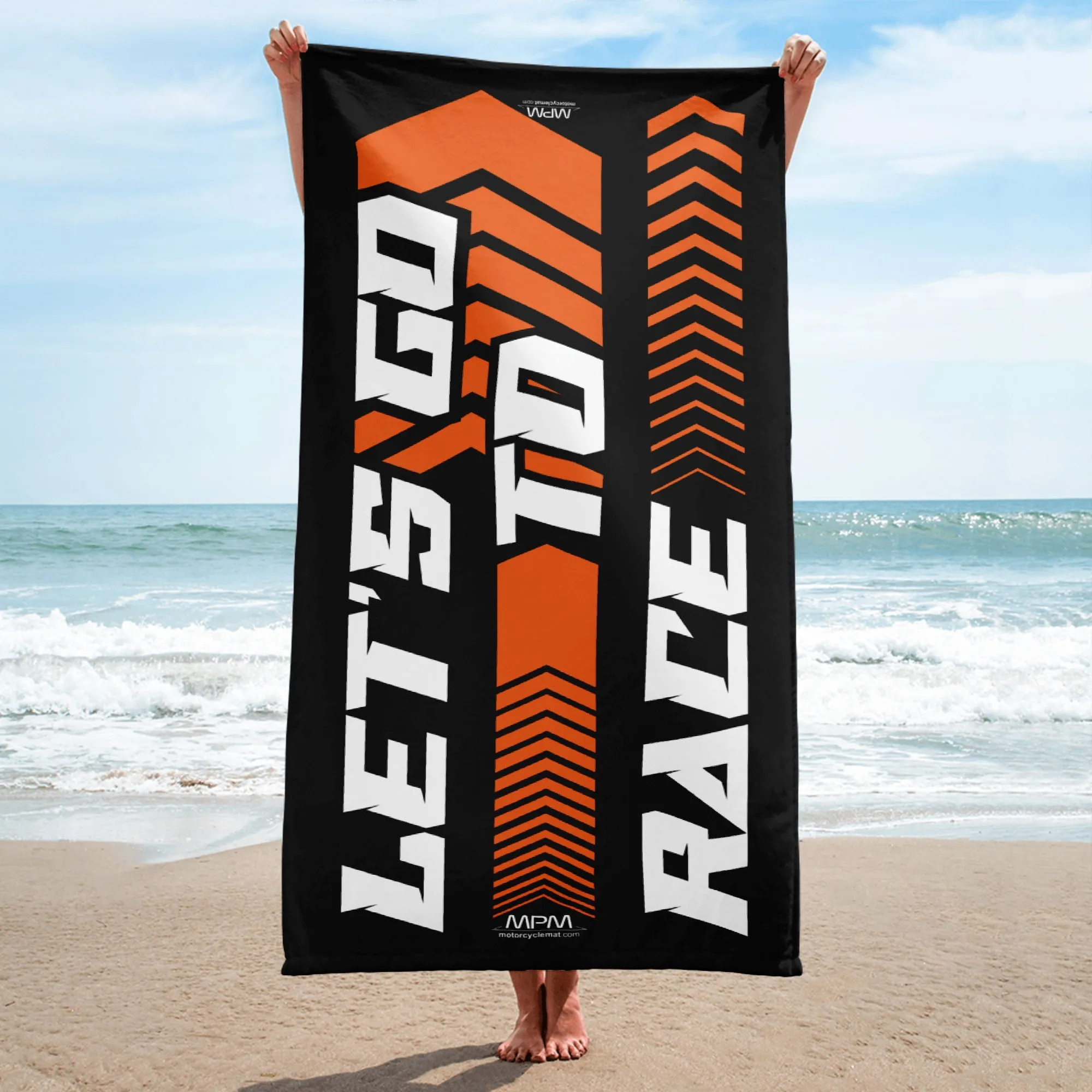 Designed Beach Towel Inspired by KTM Style Let's Go To Race Orange Color Motorcycle Model - MM9212