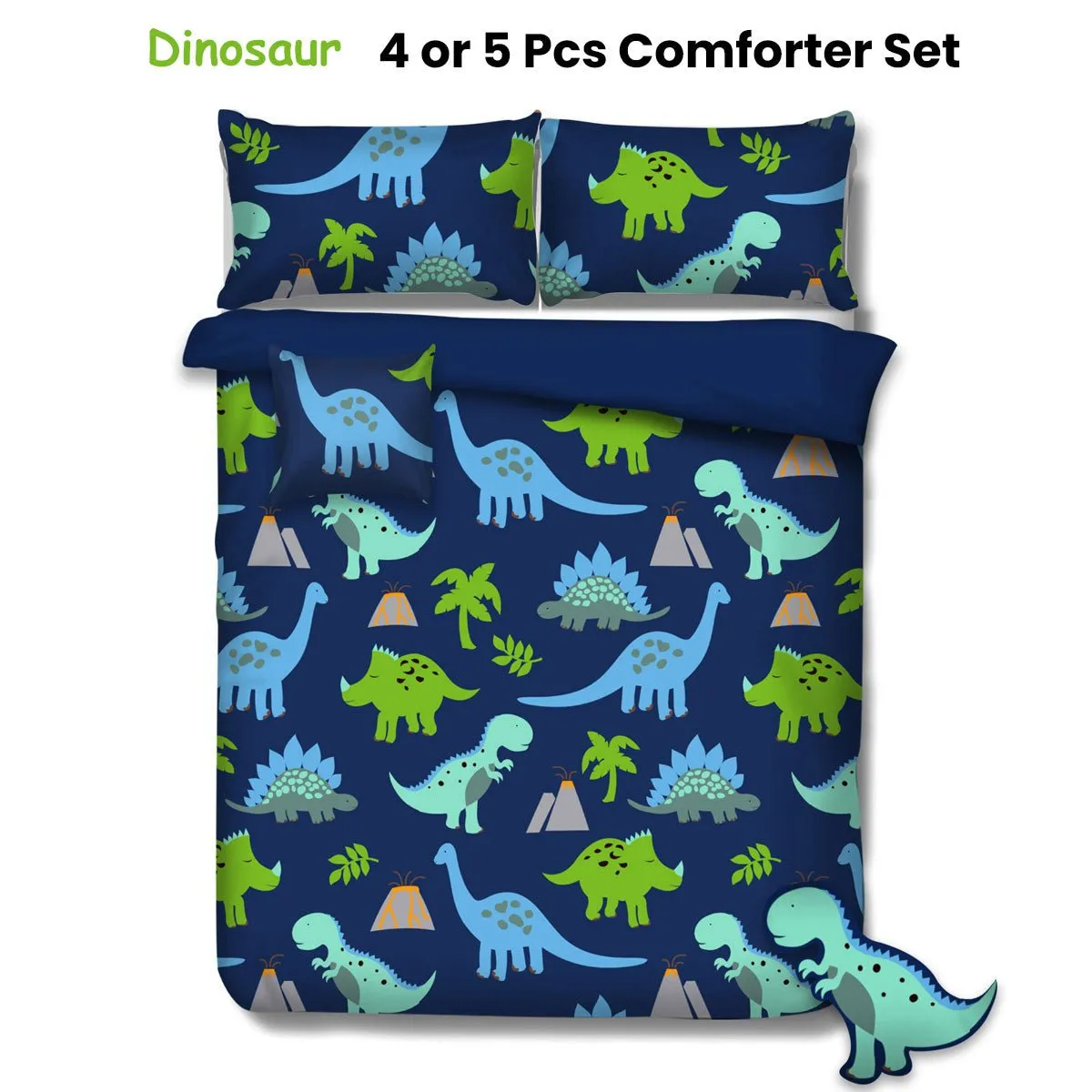 Dinosaur Kids Advventure 5 Pcs Comforter Set Double