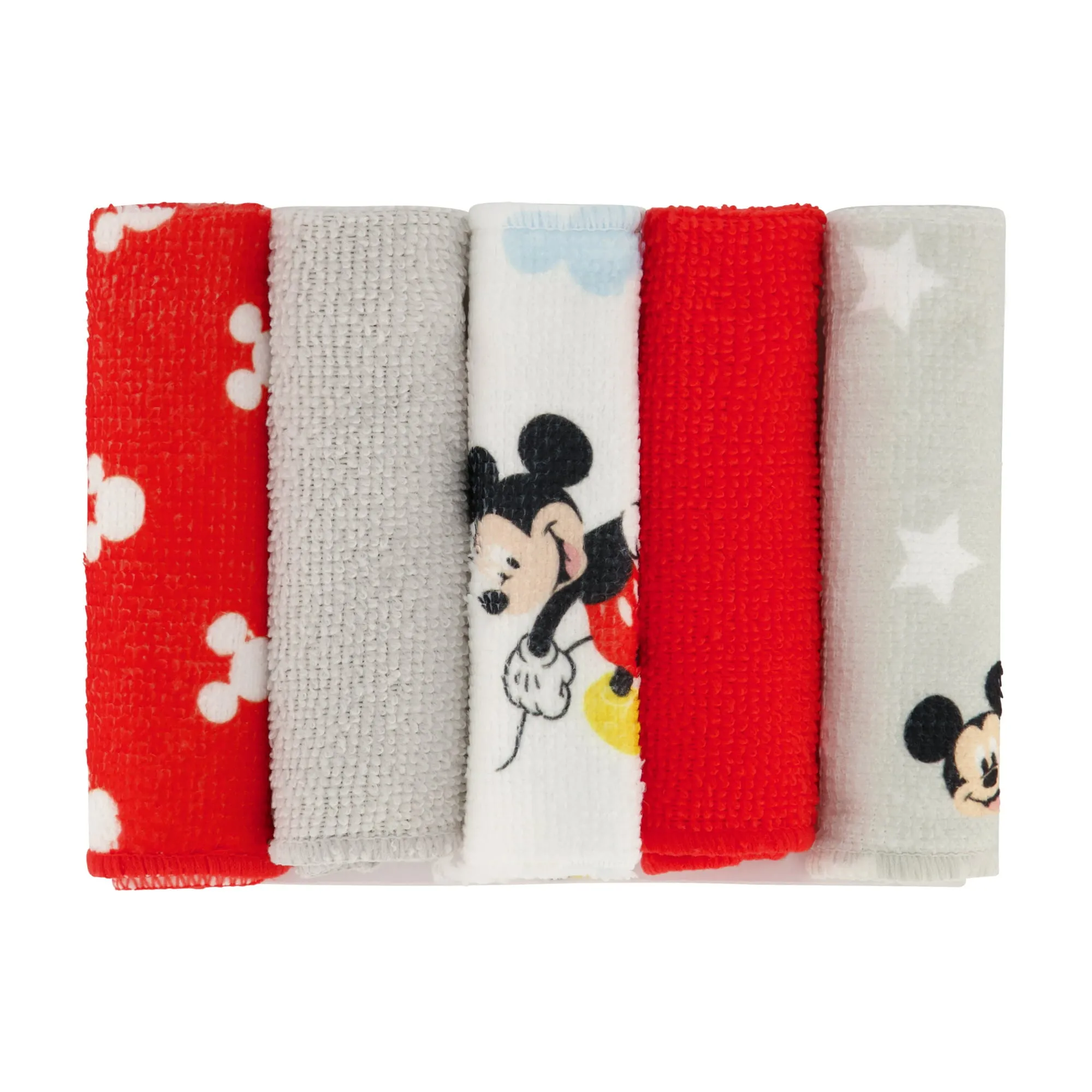 Disney Baby Mickey Mouse Hooded Towel with 5 Piece Washcloth Set