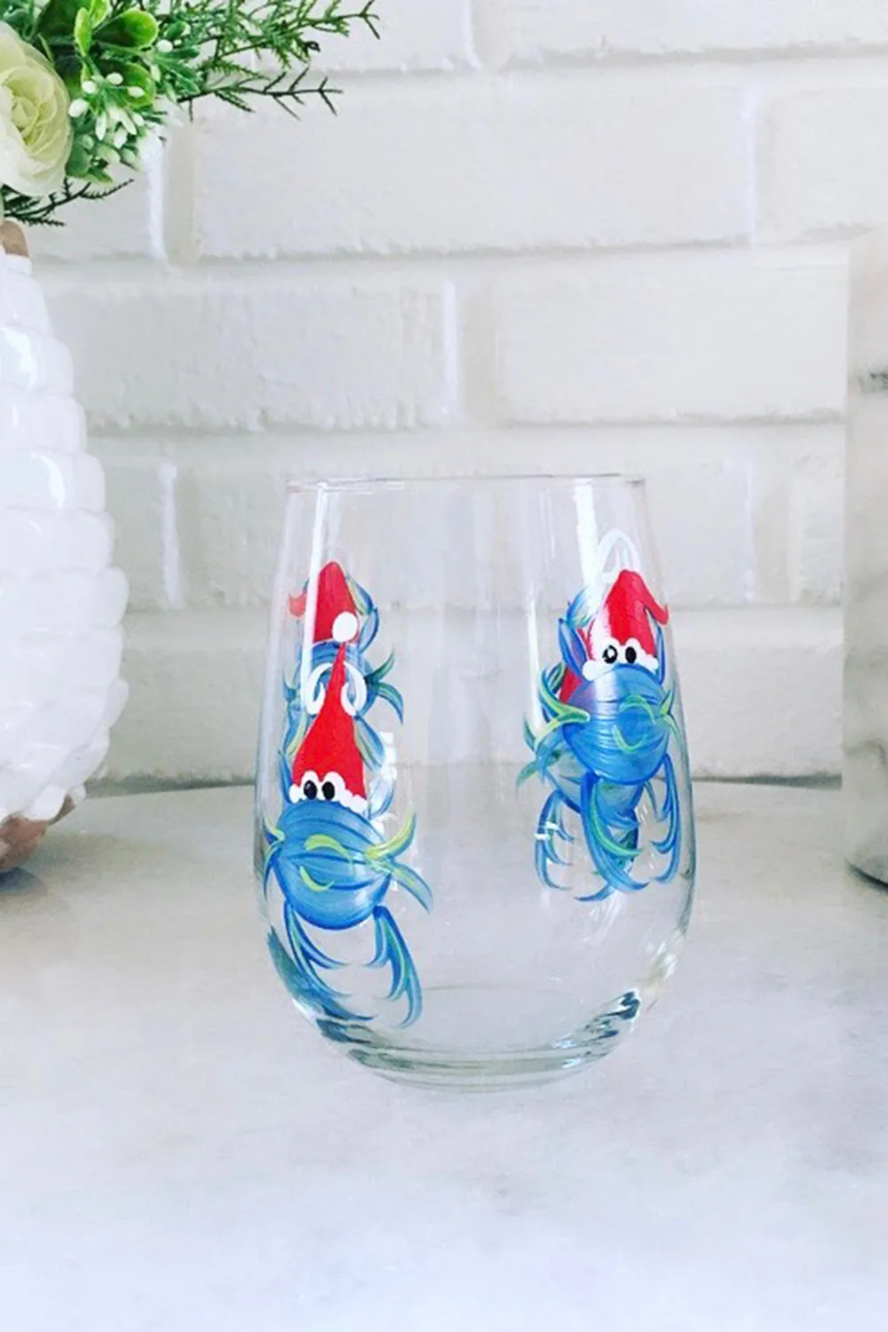 DJ Stemless Wine Glass - Crab Blue