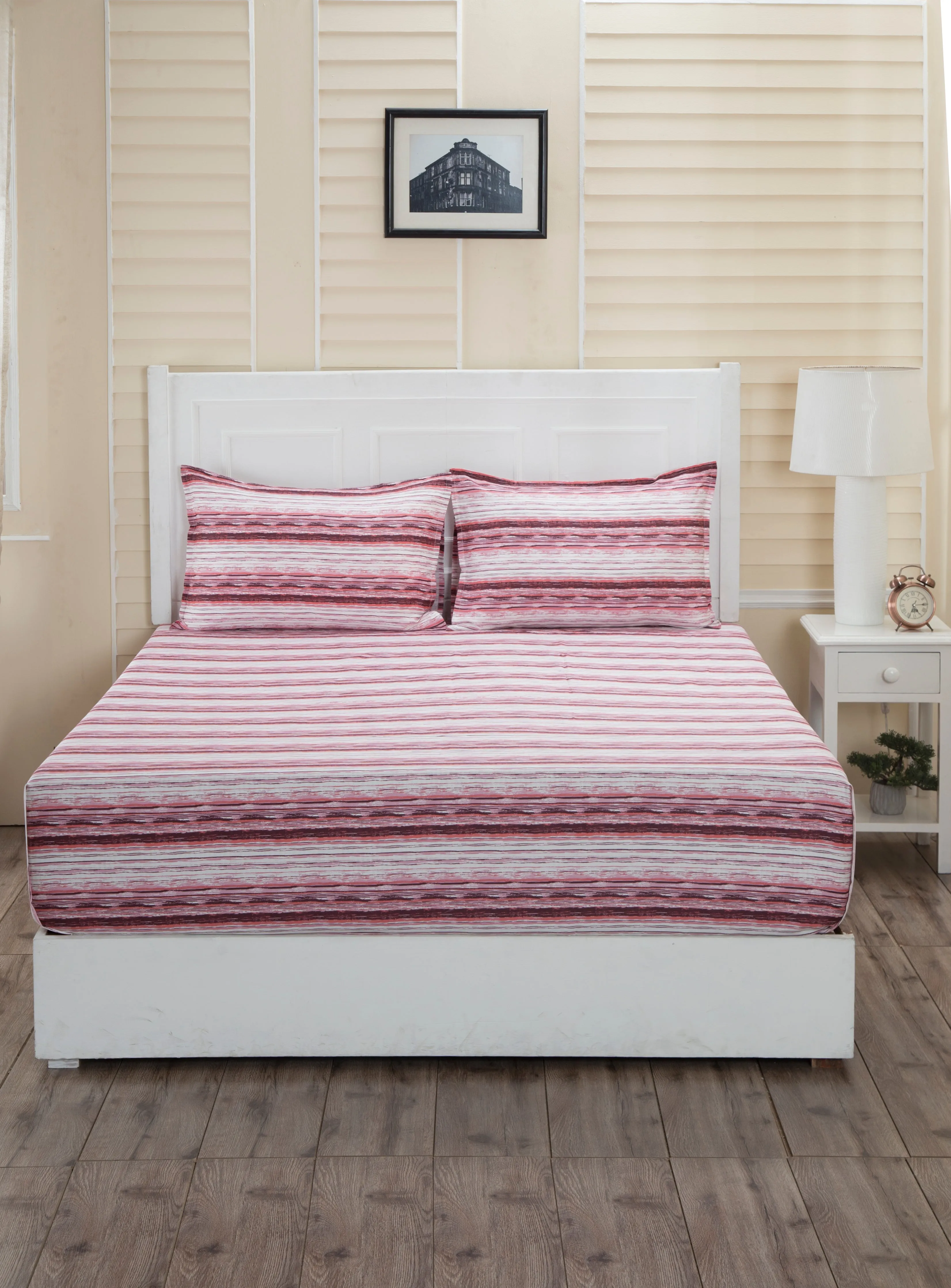 Donatella Linea Printed 200TC 100% Cotton Pink Bed Sheet