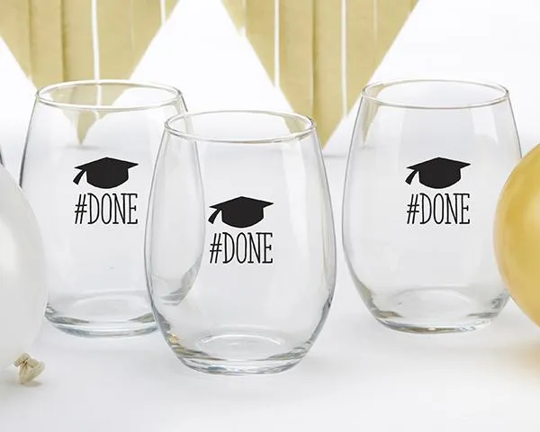 #Done Graduation 15 oz. Stemless Wine Glass (Set of 4)