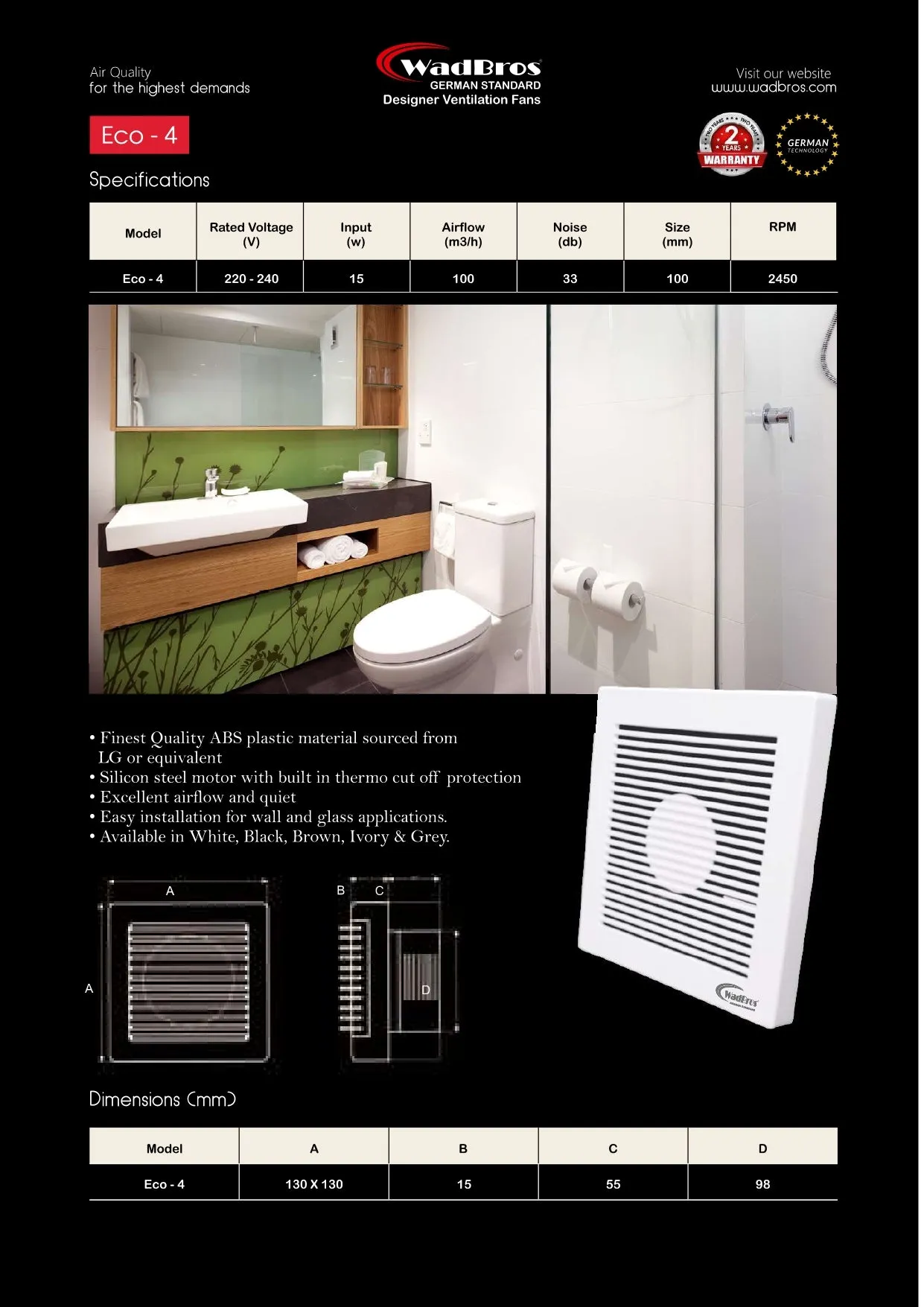 Eco Ventilation/Exhaust Fan By Wadbros