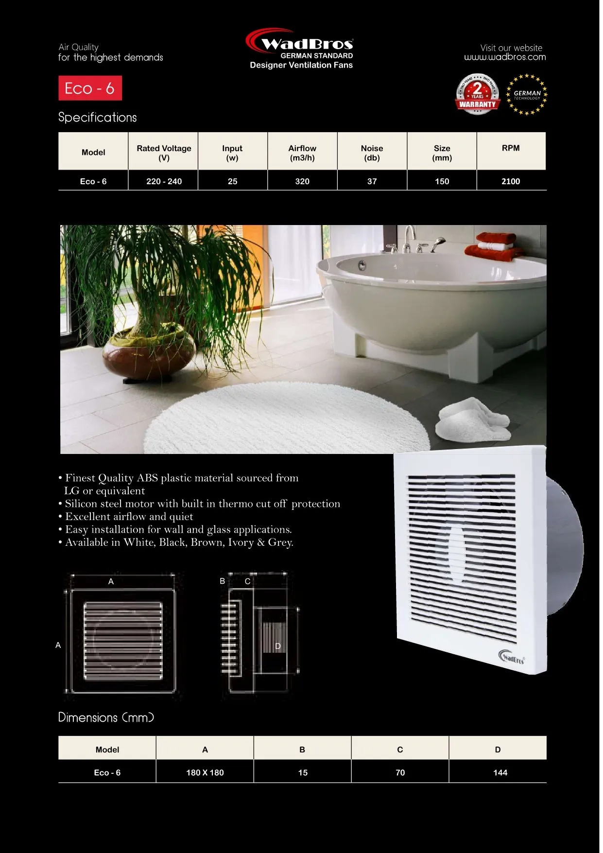 Eco Ventilation/Exhaust Fan By Wadbros