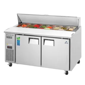 Everest - EPWR2, Commercial 59" 16 Pan Salad Sandwich Food Prep Table Refrigerator Two Section