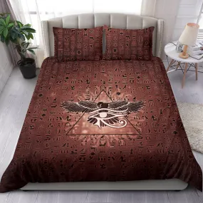 Eye of Horus Hieroglyphs - Orange | Bedding Set | Mandalazed