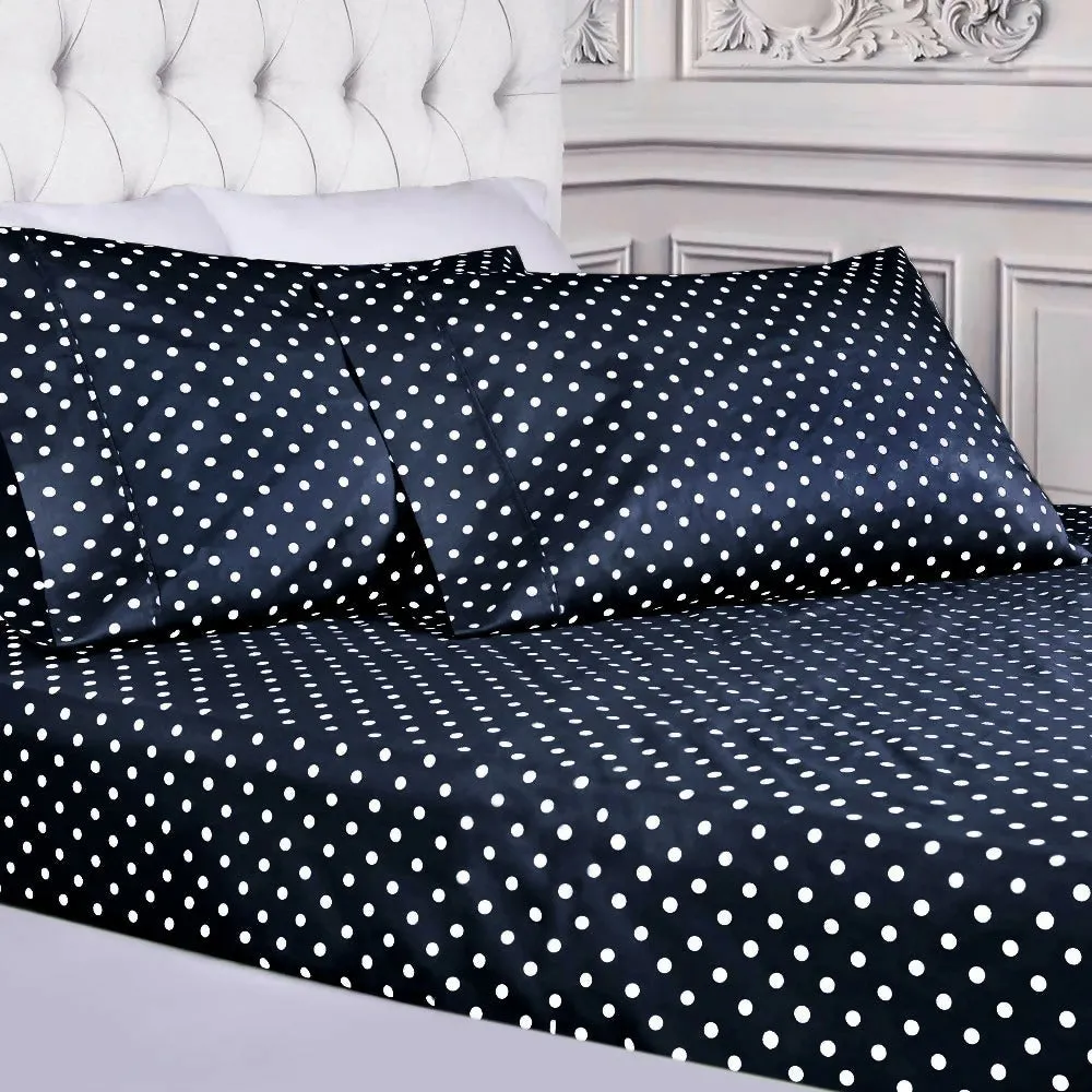 Fitted Bed Sheet-Blue Polka