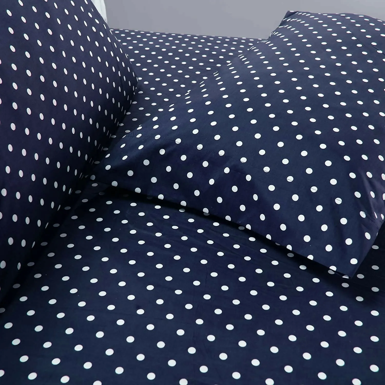 Fitted Bed Sheet-Blue Polka