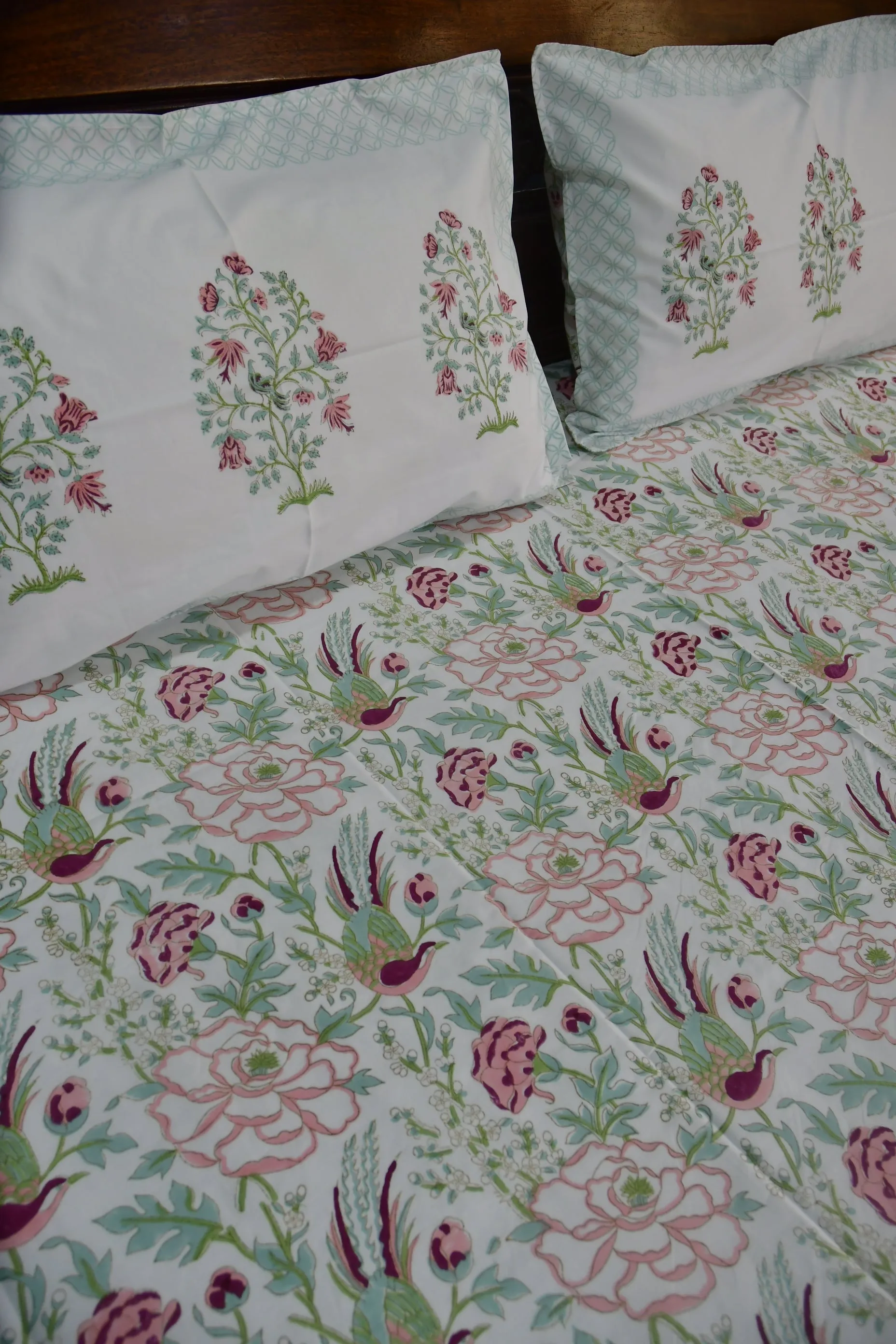 Floral and Bird Bedsheet, Hand Block Print, Jaipur, Premium Quality, Best Price