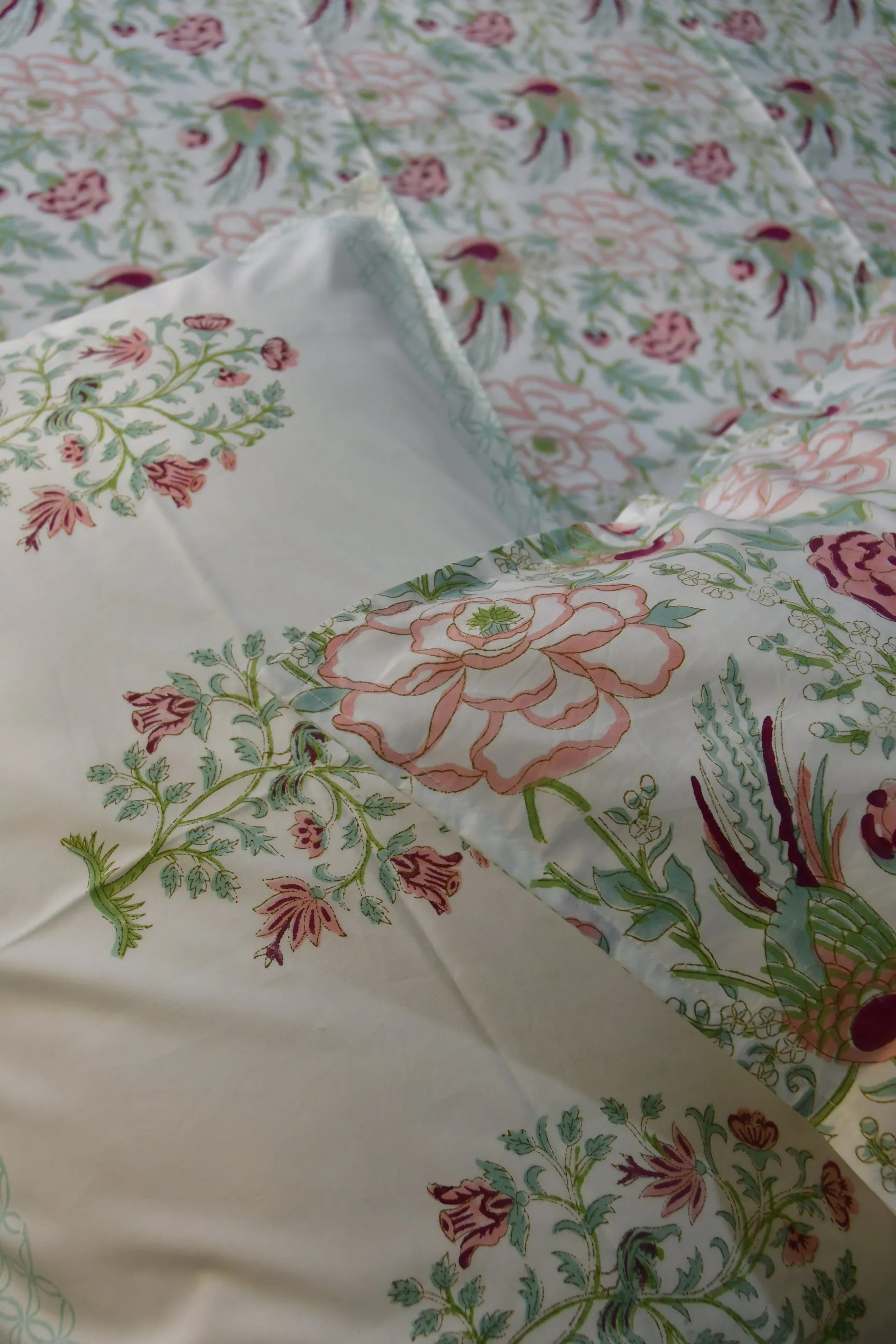 Floral and Bird Bedsheet, Hand Block Print, Jaipur, Premium Quality, Best Price