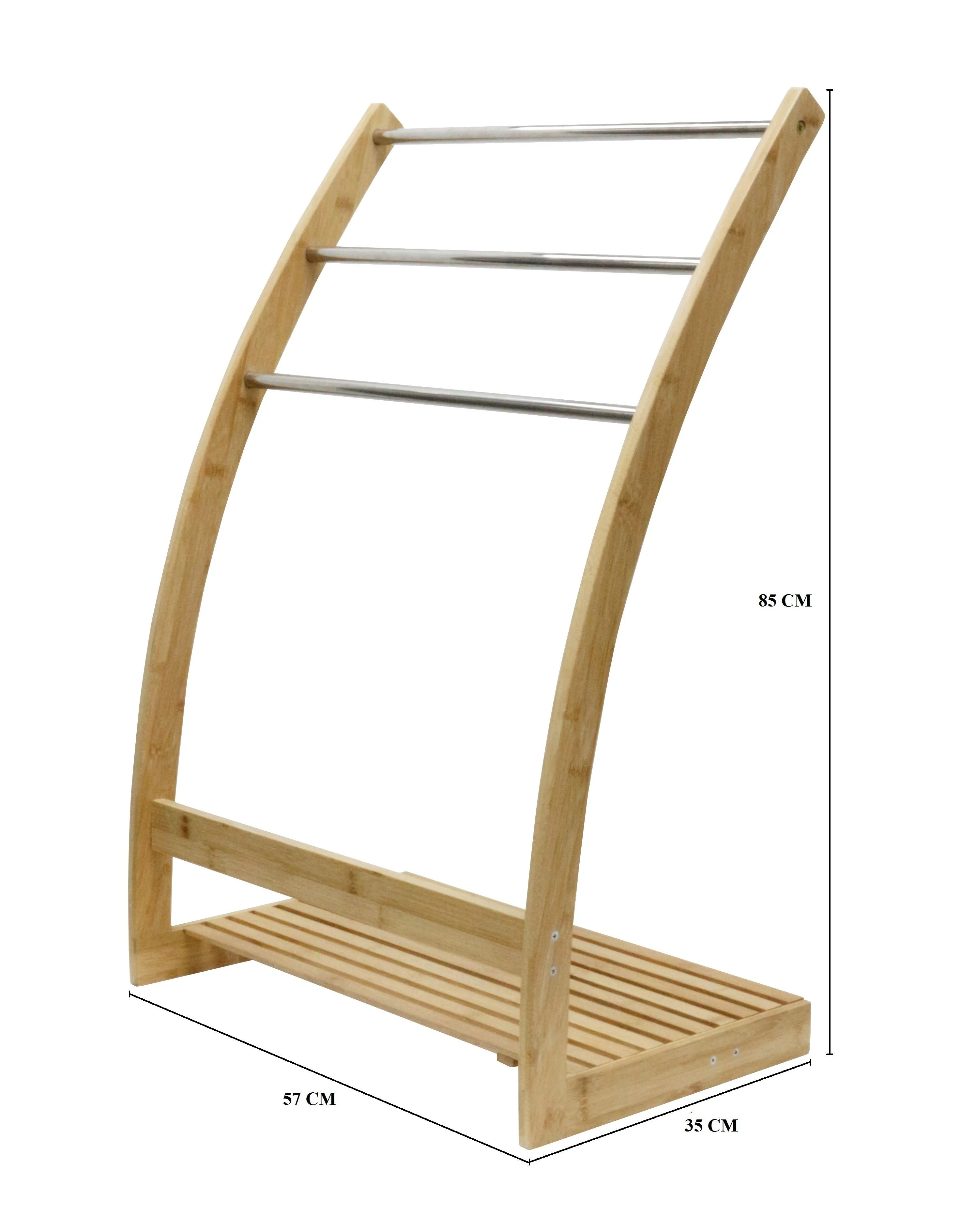 Freestanding Bamboo Metal 3-Tier Towel Rack with Shelf