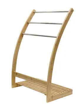 Freestanding Bamboo Metal 3-Tier Towel Rack with Shelf