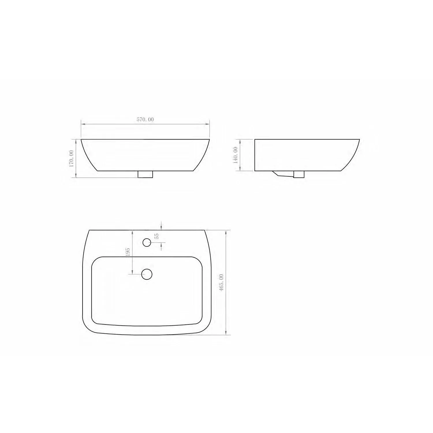 Frontline White Piccolo 570mm Full Pedestal Basin