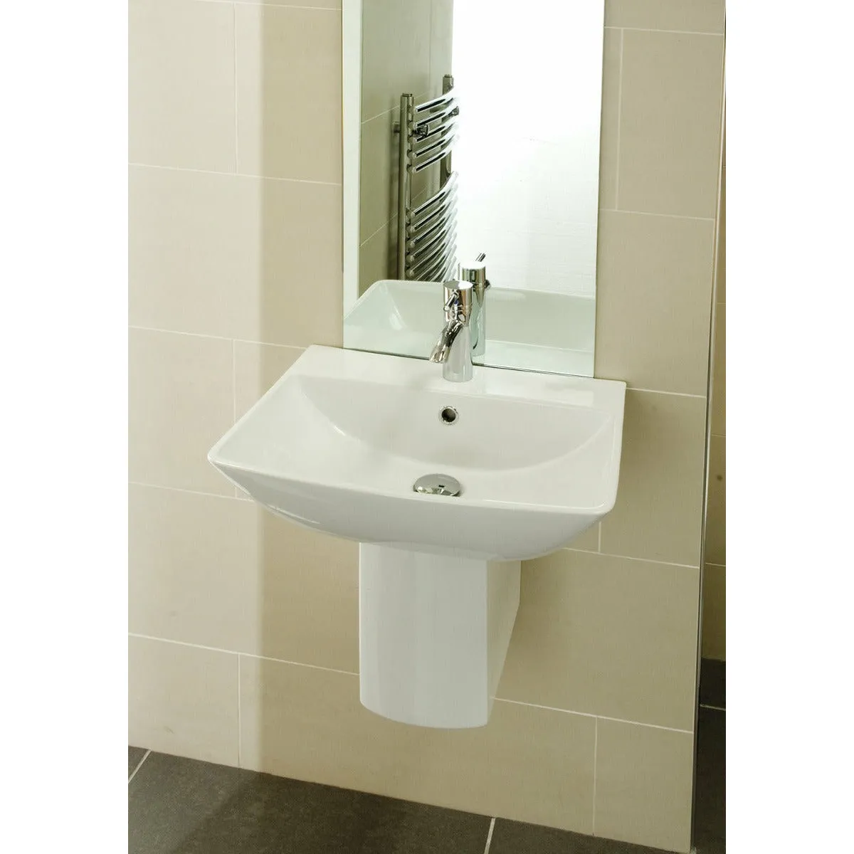 Frontline White Summit 500mm Semi-Pedestal Basin