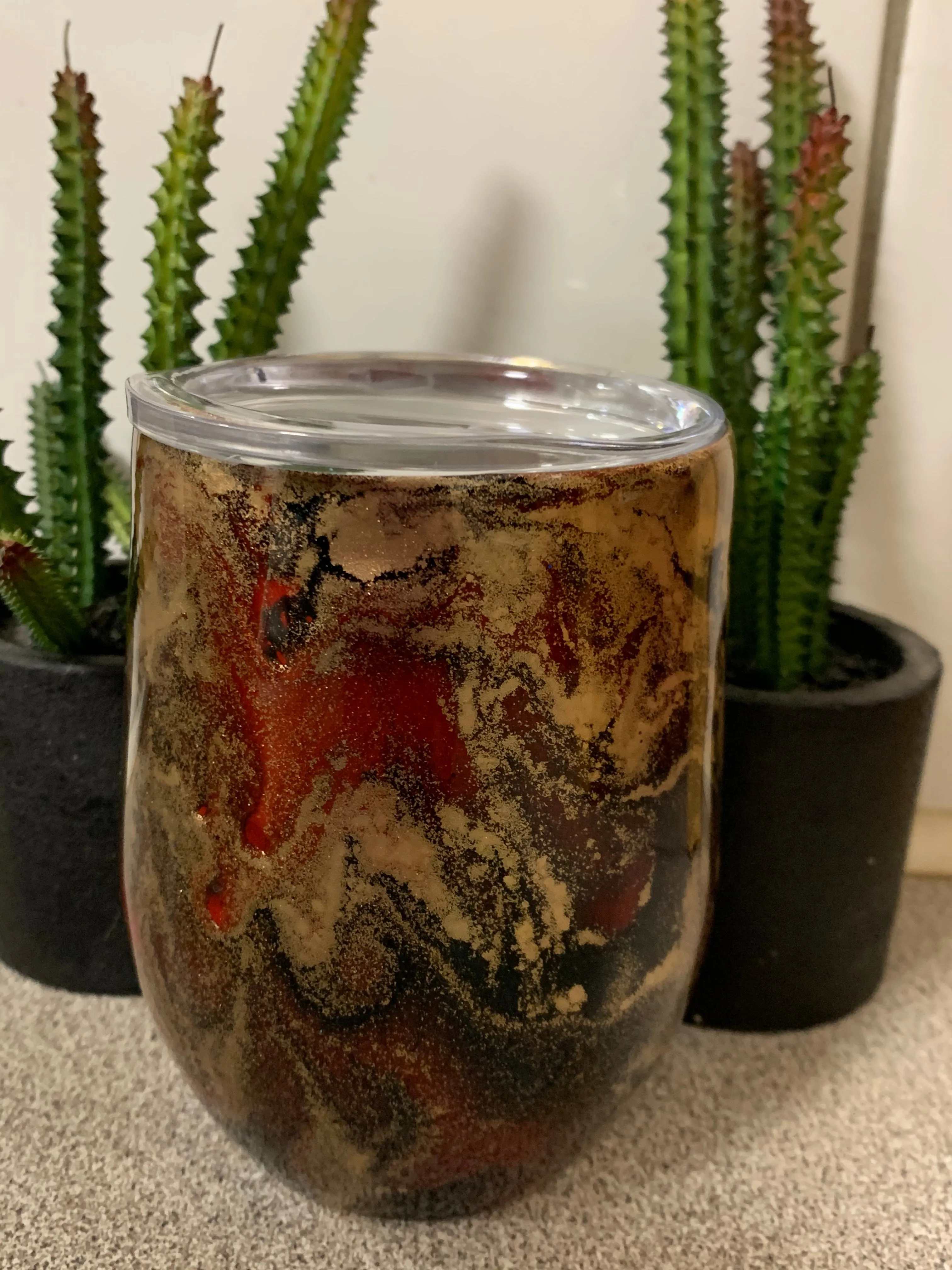 Gold/Red/Black- Resin Wine Tumbler