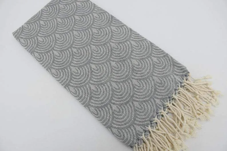 Gray Waves 100% Cotton Towel