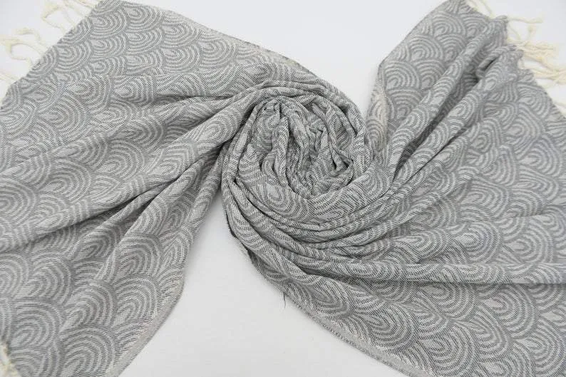 Gray Waves 100% Cotton Towel