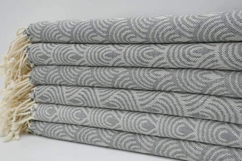 Gray Waves 100% Cotton Towel