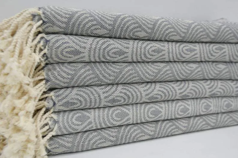 Gray Waves 100% Cotton Towel