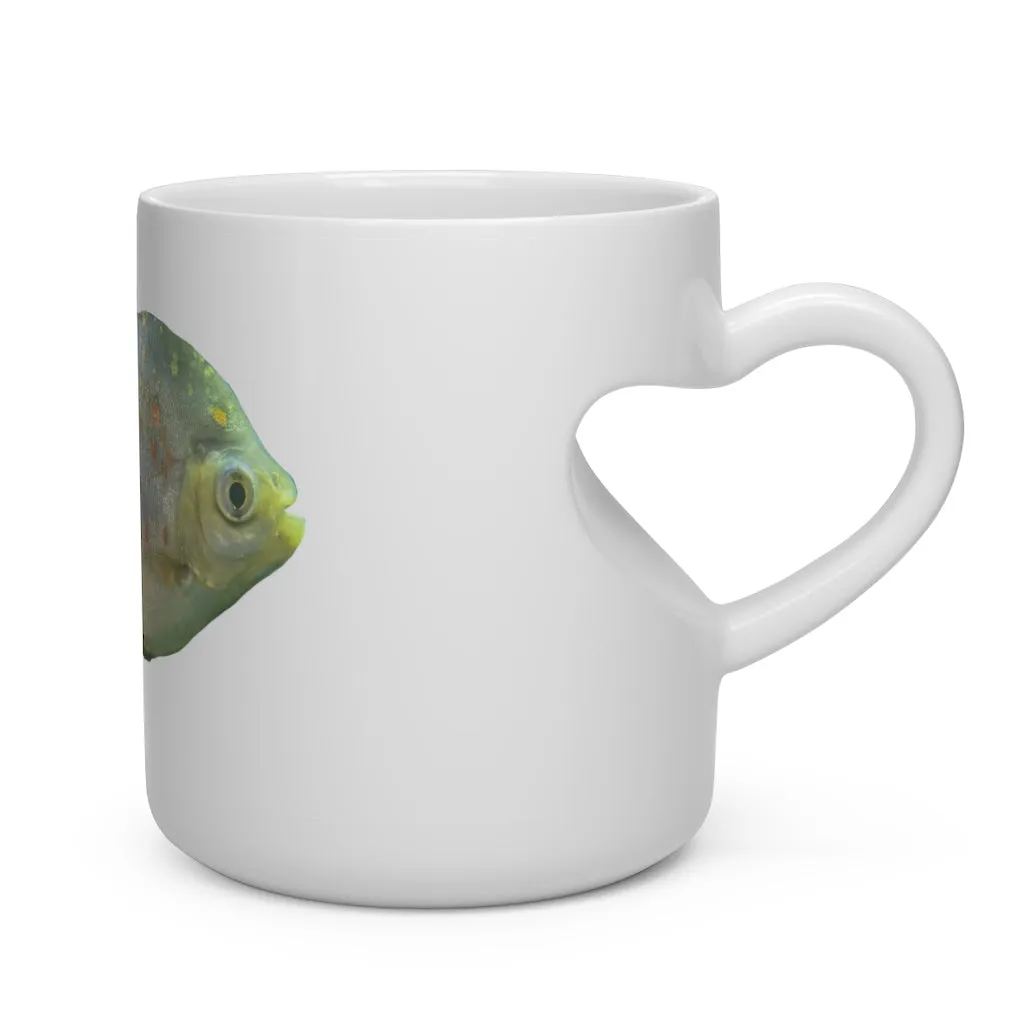 Green Fish with Specs Heart Shape Mug