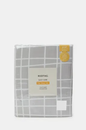 Grey Checkered Flat Sheet (Single Size)