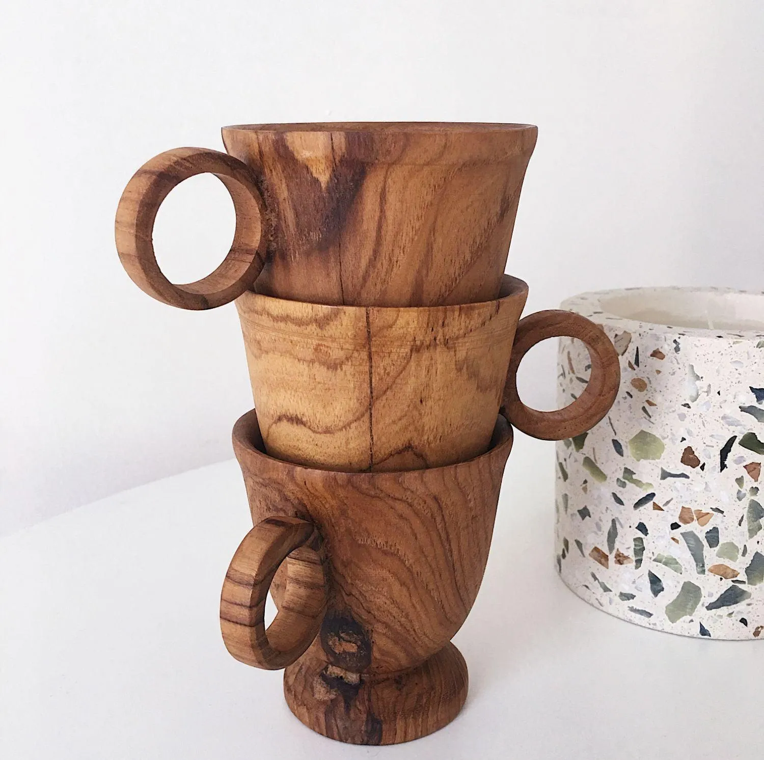 Handmade High-legged Teak Coffee Cup