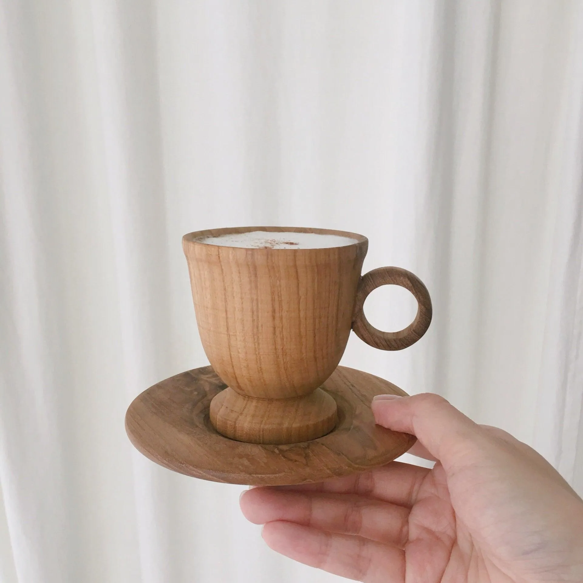 Handmade High-legged Teak Coffee Cup