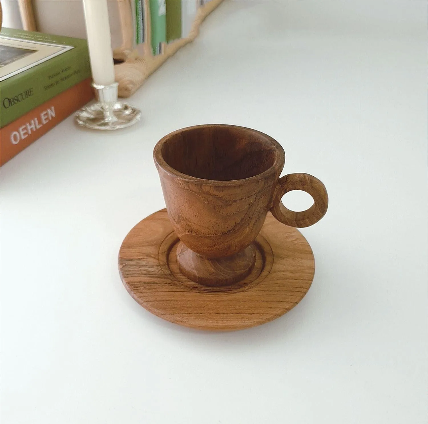 Handmade High-legged Teak Coffee Cup