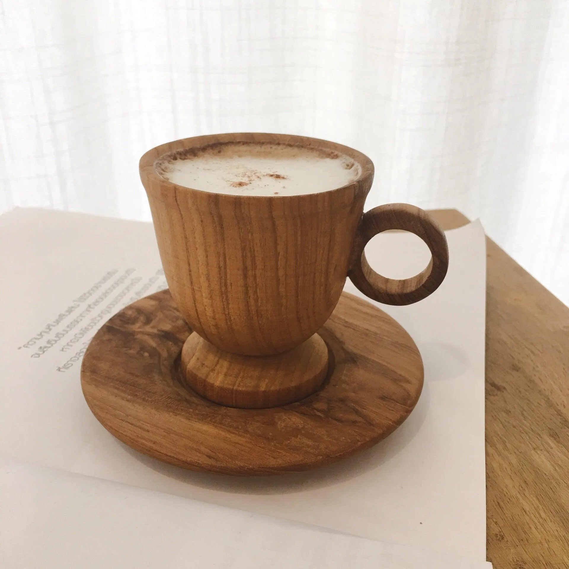 Handmade High-legged Teak Coffee Cup