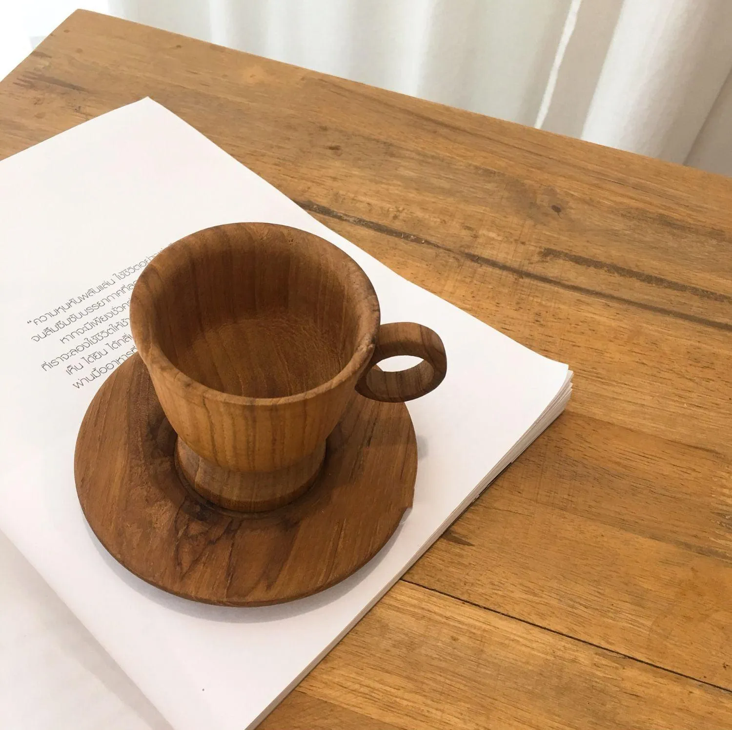 Handmade High-legged Teak Coffee Cup