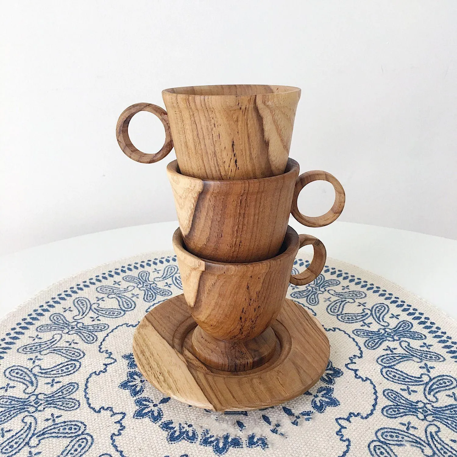 Handmade High-legged Teak Coffee Cup