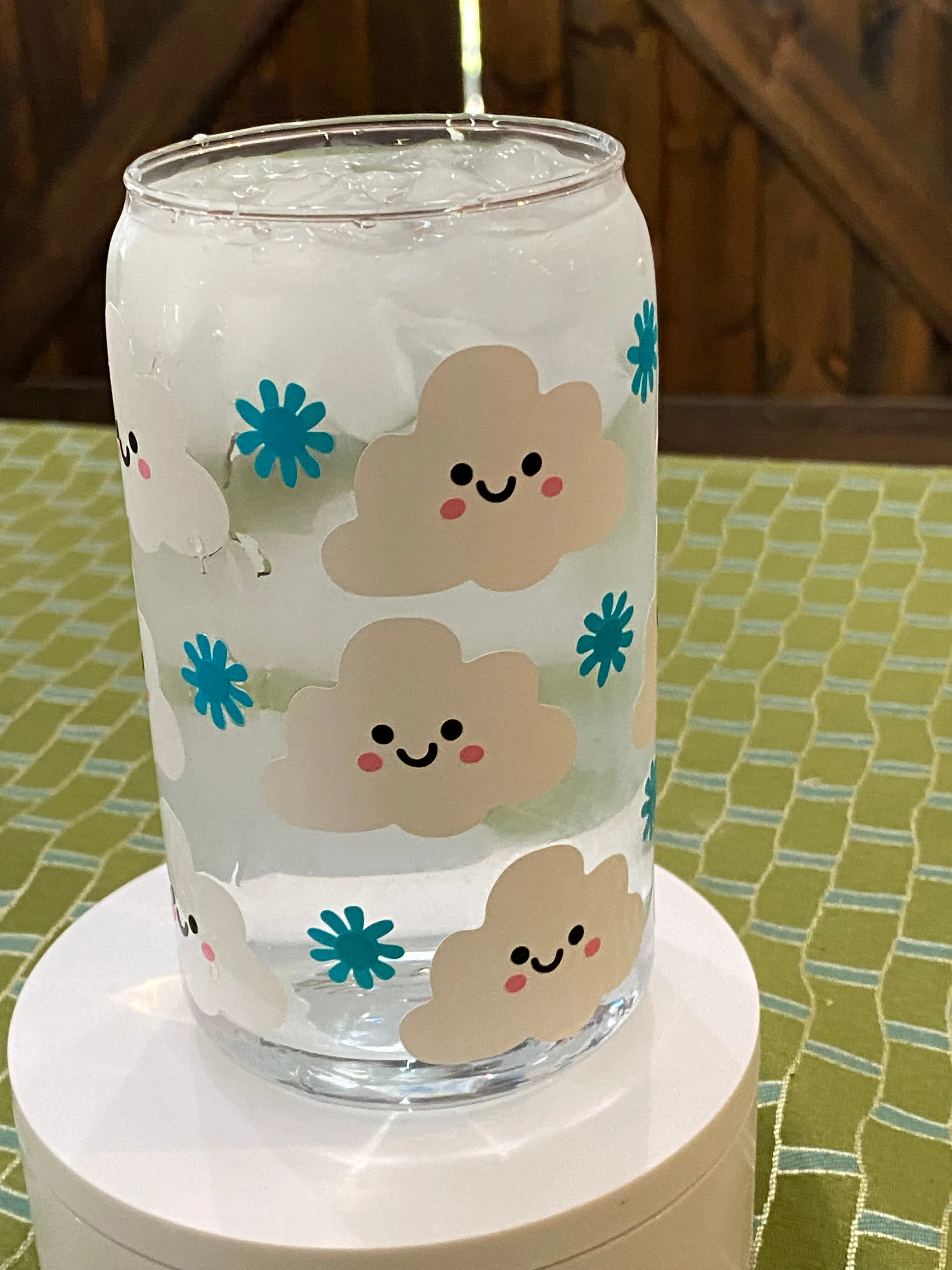 Happy Clouds Glass Cup