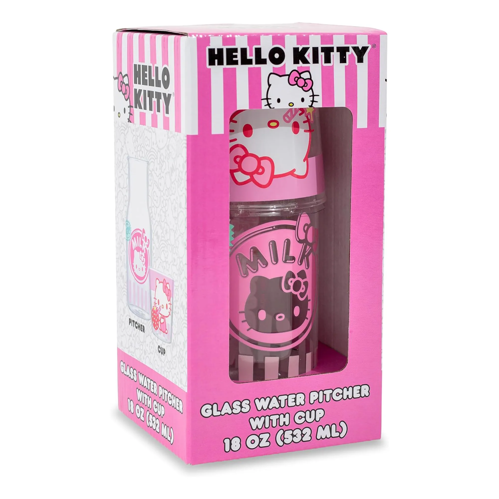 Hello Kitty Glass Carafe and Cup Set (Strawberry Milk)