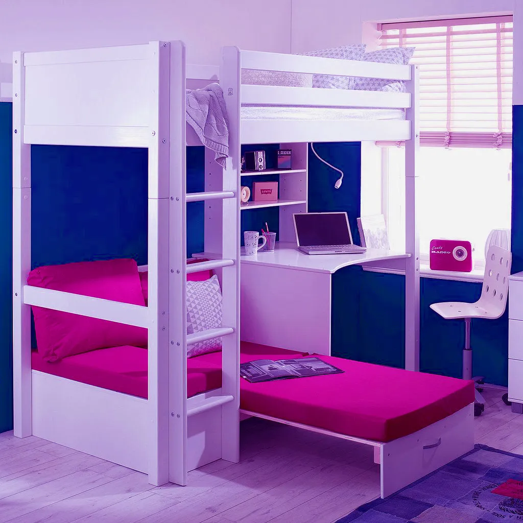 Highsleeper Bed with Desk & Sofabed - Thuka