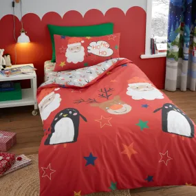 Ho Ho Ho Duvet Cover Set by Bedlam in Red