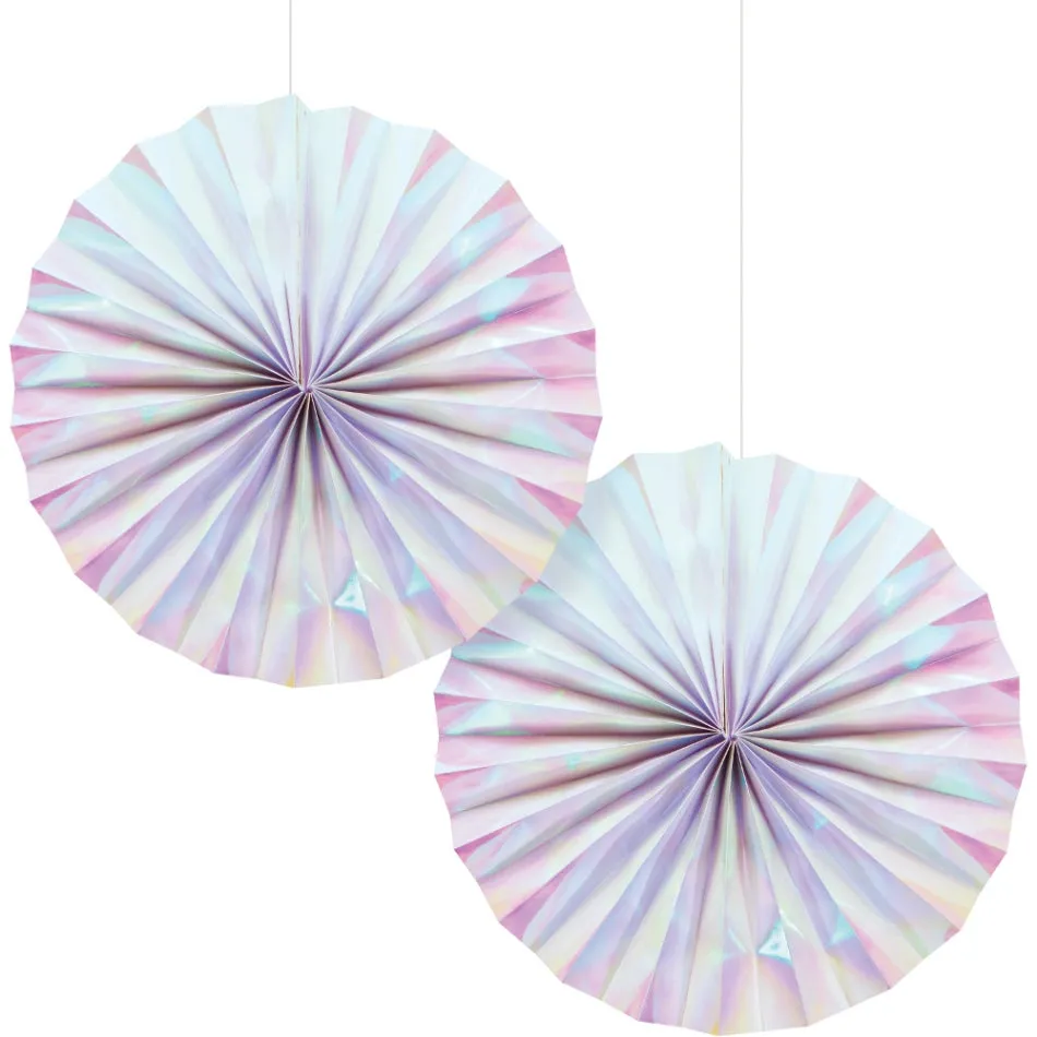 Iridescent Foil Paper Fans 2pk