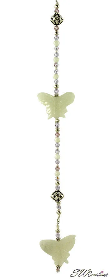 Jade Lilac Butterfly Crystal Creations Fan Pull