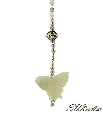 Jade Lilac Butterfly Crystal Creations Fan Pull