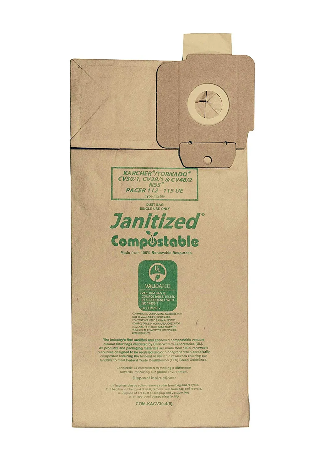 Janitized COM-KACV30-4(5) Replacement Commercial Vacuum Bag