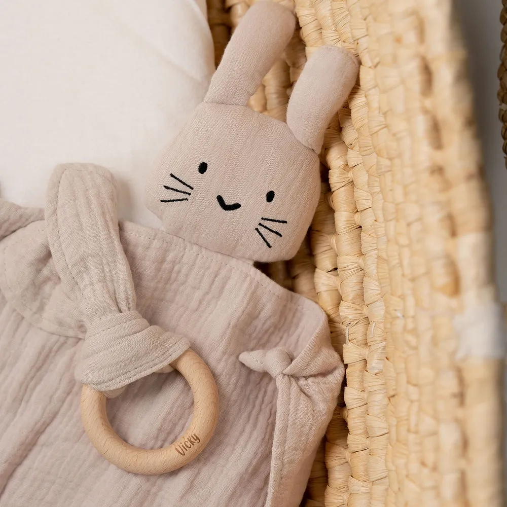 JBØRN Organic Cotton Bunny Comforter & Teether Set | Personalisable