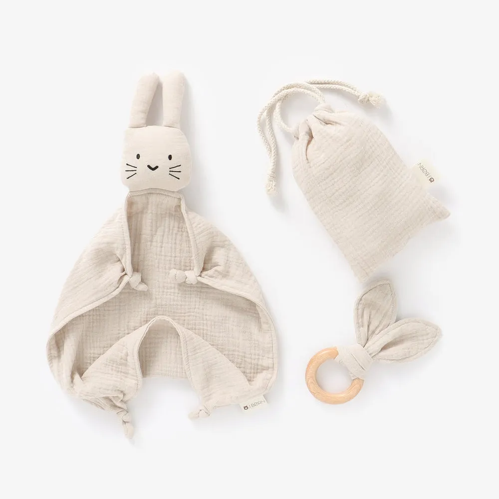 JBØRN Organic Cotton Bunny Comforter & Teether Set | Personalisable