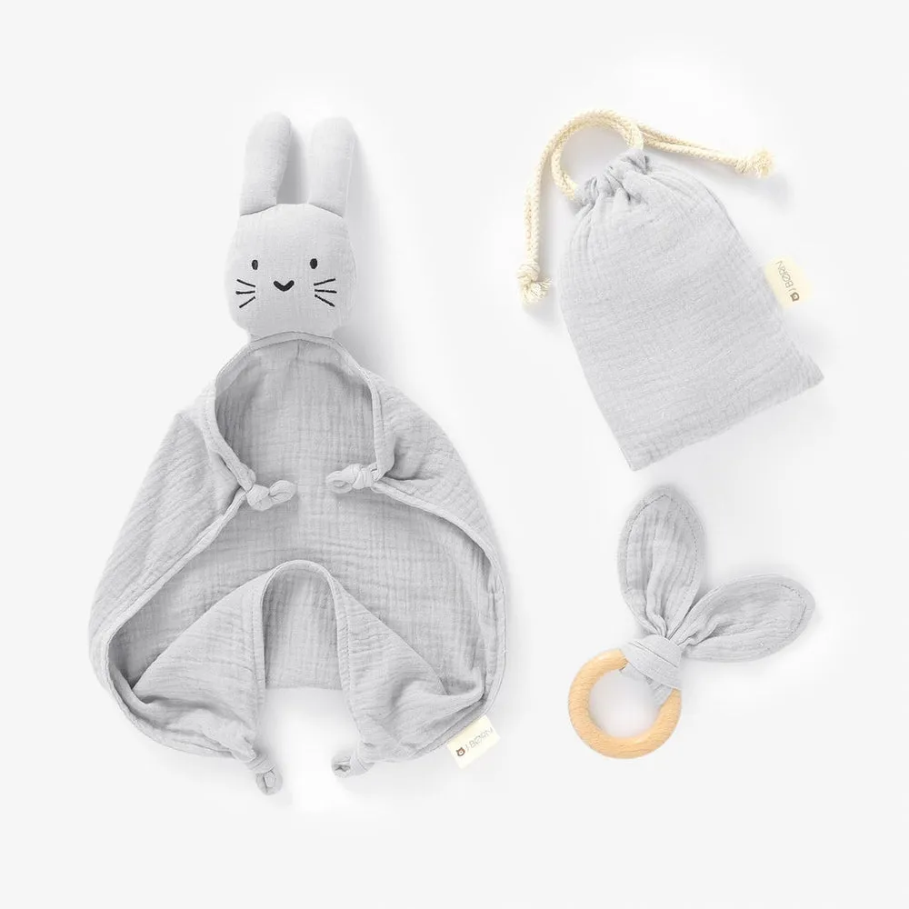 JBØRN Organic Cotton Bunny Comforter & Teether Set | Personalisable