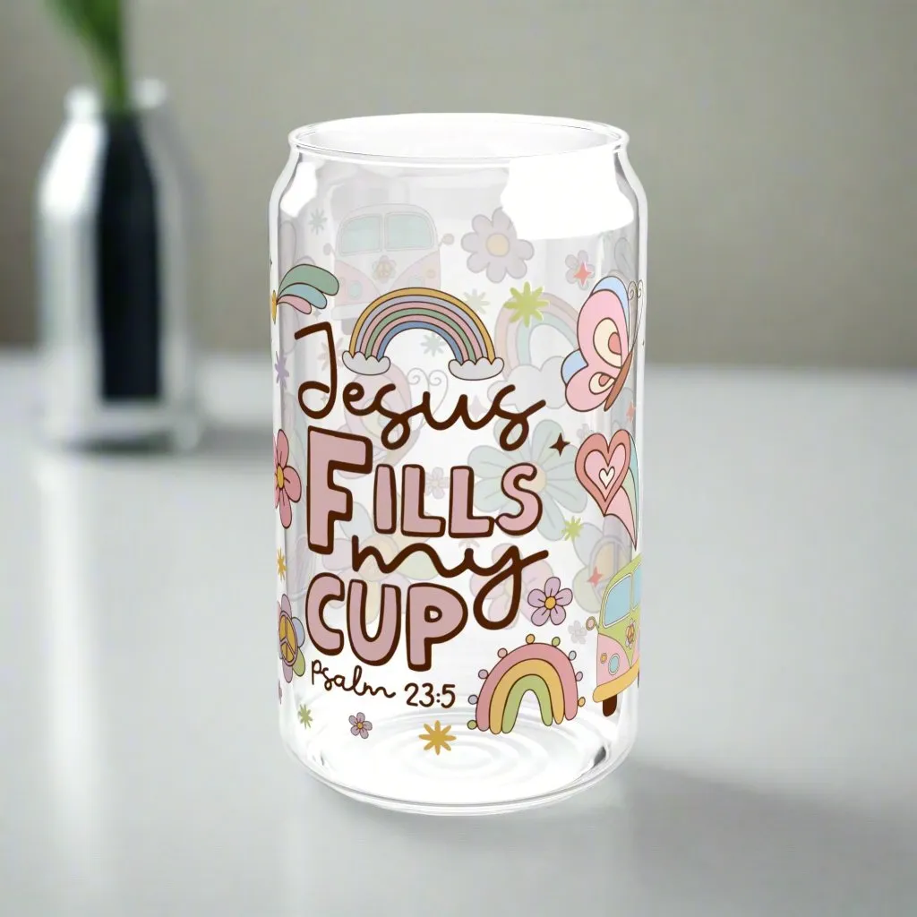 Jesus Fills My Cup Glass Sipper