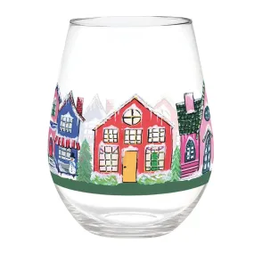 Jumbo Wine Glass - Gingerbread Houses