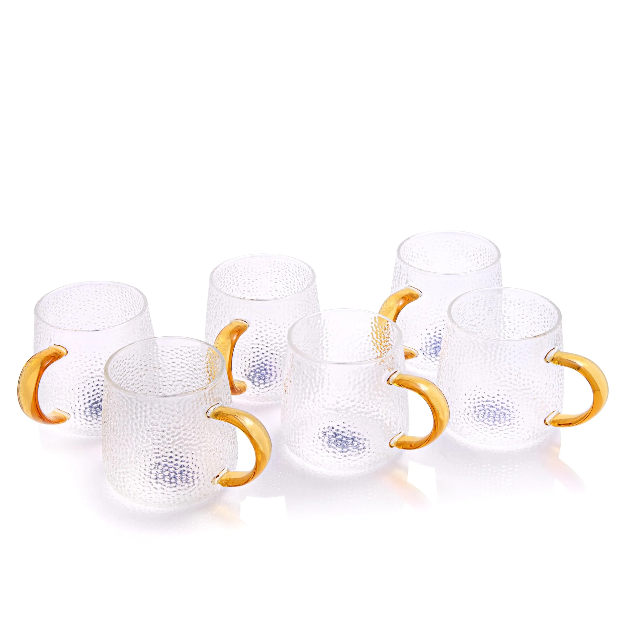 JustBrew® Luxury Glass Tea Cup Set of 6 with Golden Handle (275ml) | Unique & Stylish Cups for Tea, Coffee, Hot Chocolate | Premium Chai Tea Accessory for Home & Gifting | Green Tea, Milk, Coffee Mug