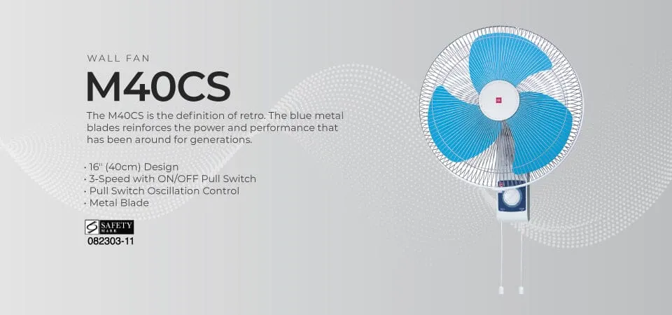 KDK M40CS Blue/Grey 16IN Wall Fan