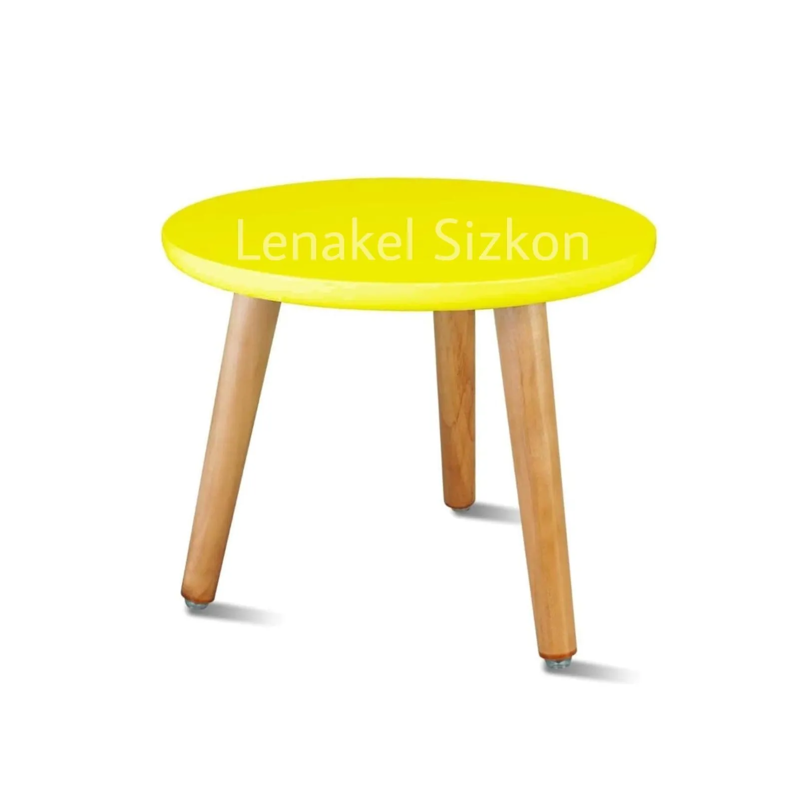 Lenakel Sizkon Beautiful Wooden End Table/Plant Stand/Stool | Antique Foldable Side Table for Living Room | Home Decor Items | Side Table for Bedroom/Living Room 12 inch (Yellow)