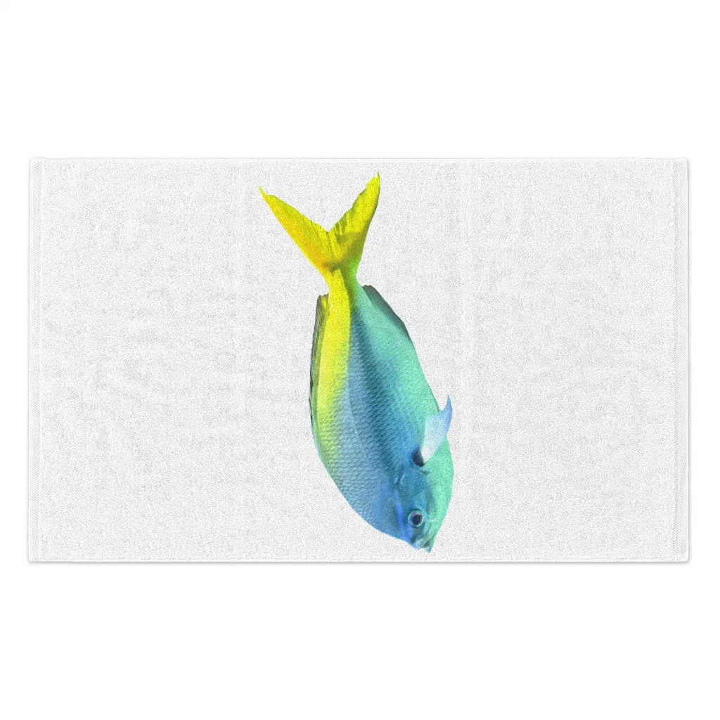 Light Blue and Yellow Fish Rally Towel, 11x18